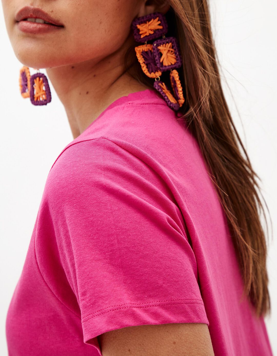 T-shirt Básica, Mulher, Rosa Escuro