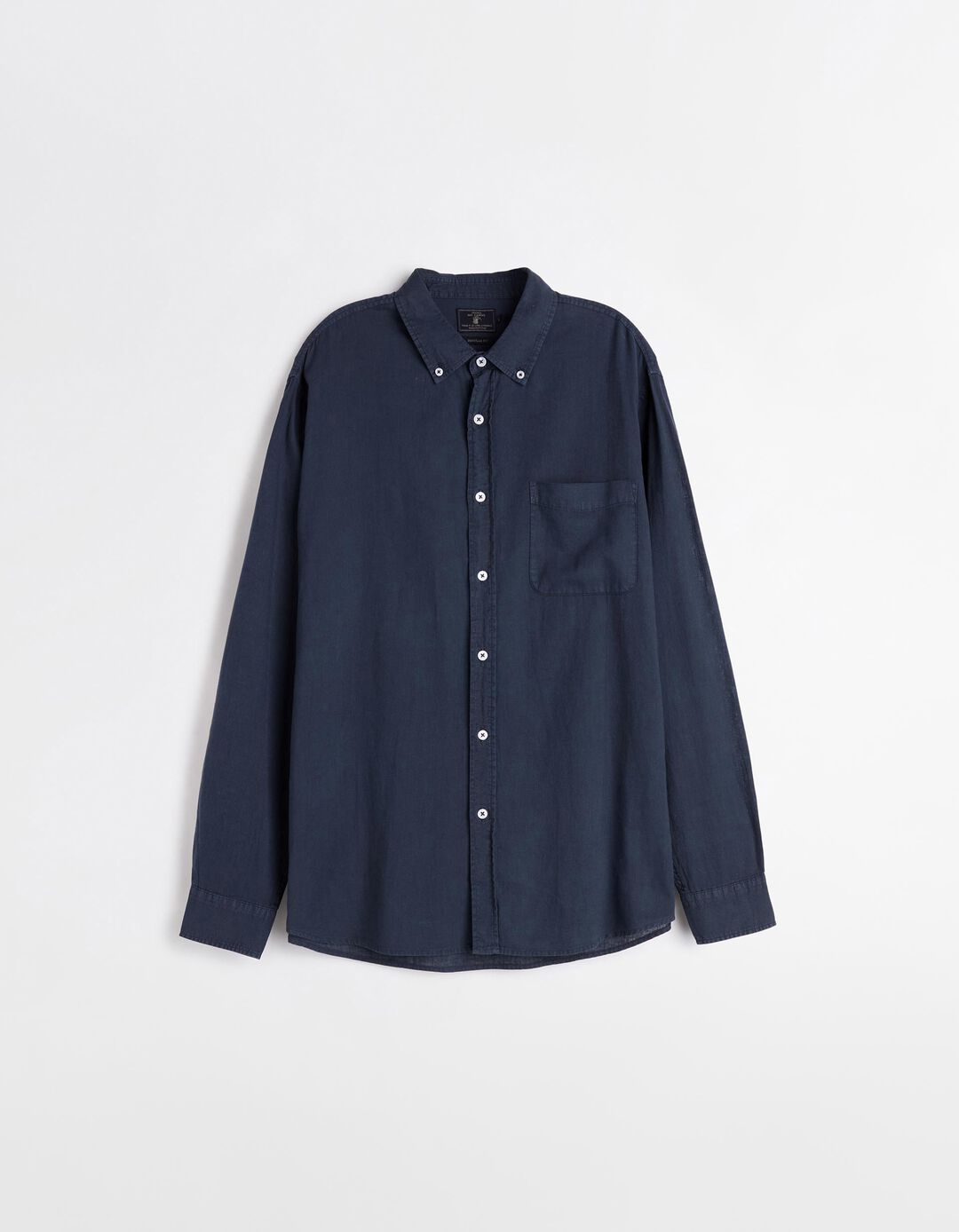 Camisa com Linho, Homem, Azul Escuro 