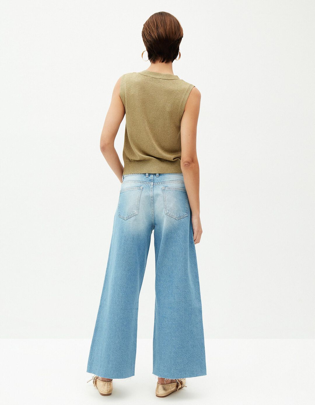 Calças de Ganga Culotte, Mulher, Azul