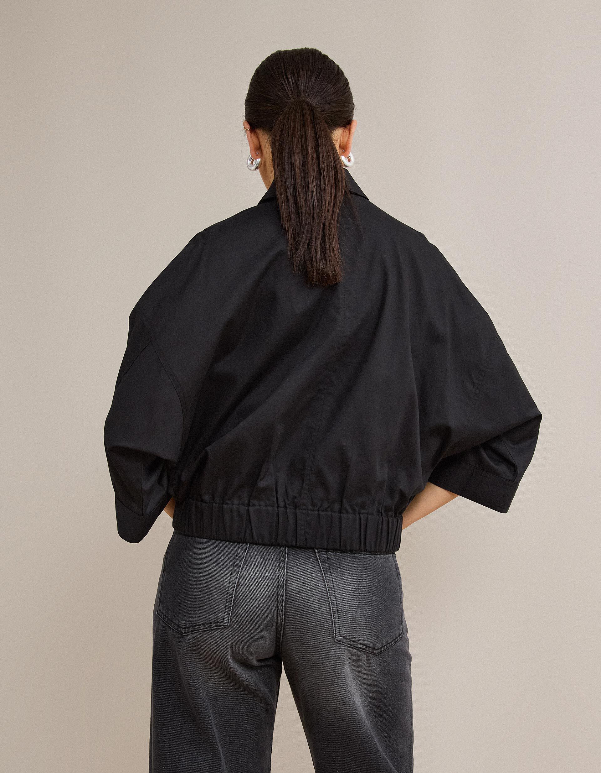 Comprar Online Casaco Bomber Com Linho, Mulher, Preto
