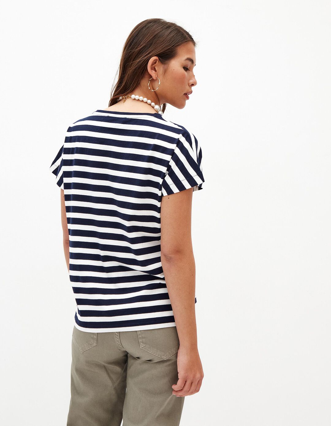 T-shirt Riscas, Mulher, Azul Escuro 
