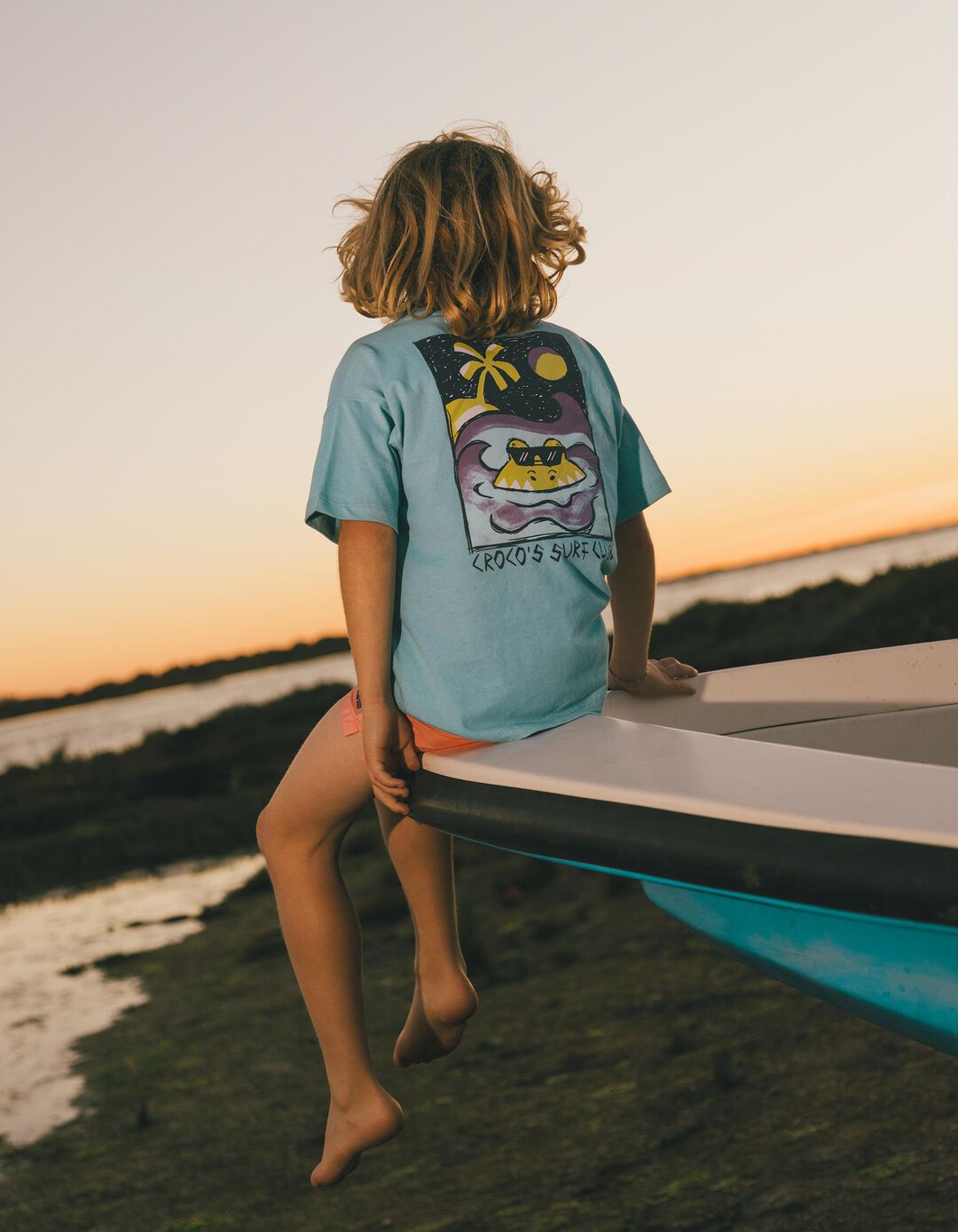 T-shirt Print, Menino, Azul Claro 