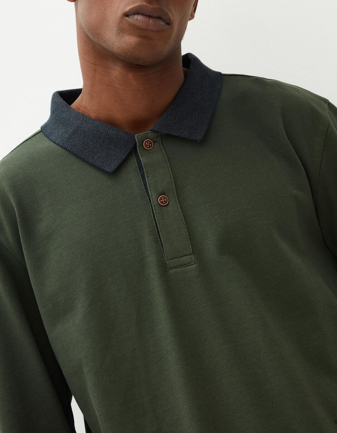 Polo Piquet de Manga Comprida, Homem, Verde Escuro