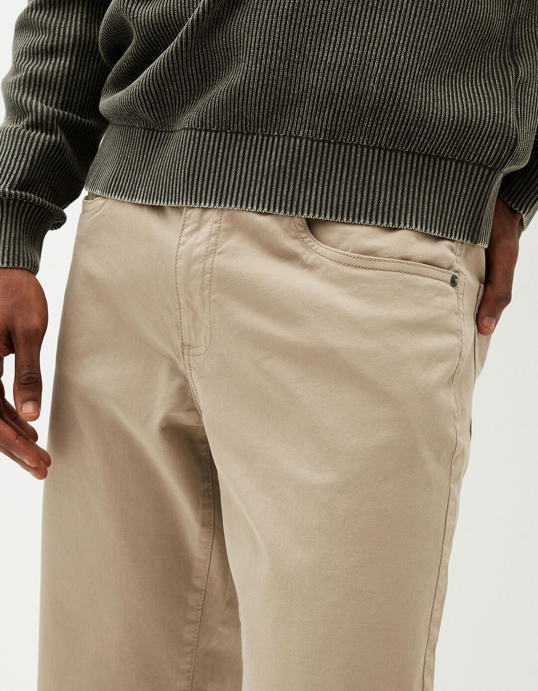 Calças 'Slim fit', Homem, Bege