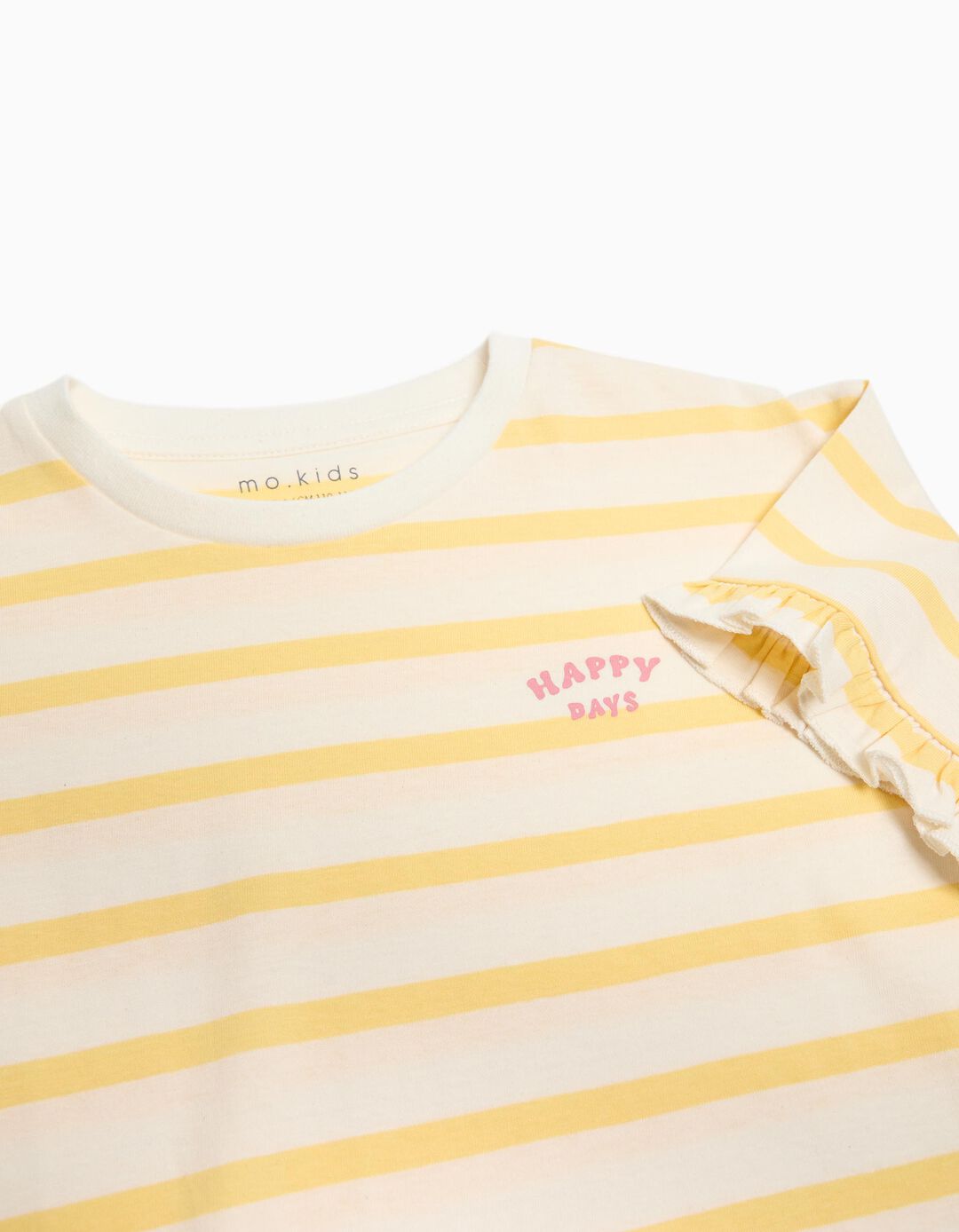 T-shirt Riscas, Menina, Amarelo