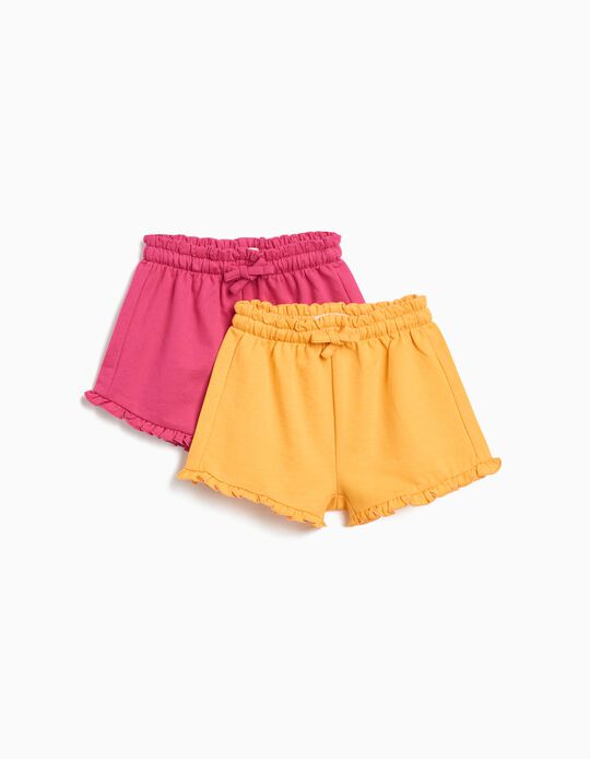 Comprar Online Pack 2 Calções, Menina, Rosa Escuro