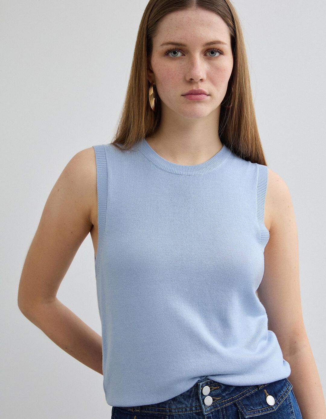 Colete de Malha, Mulher, Azul Claro