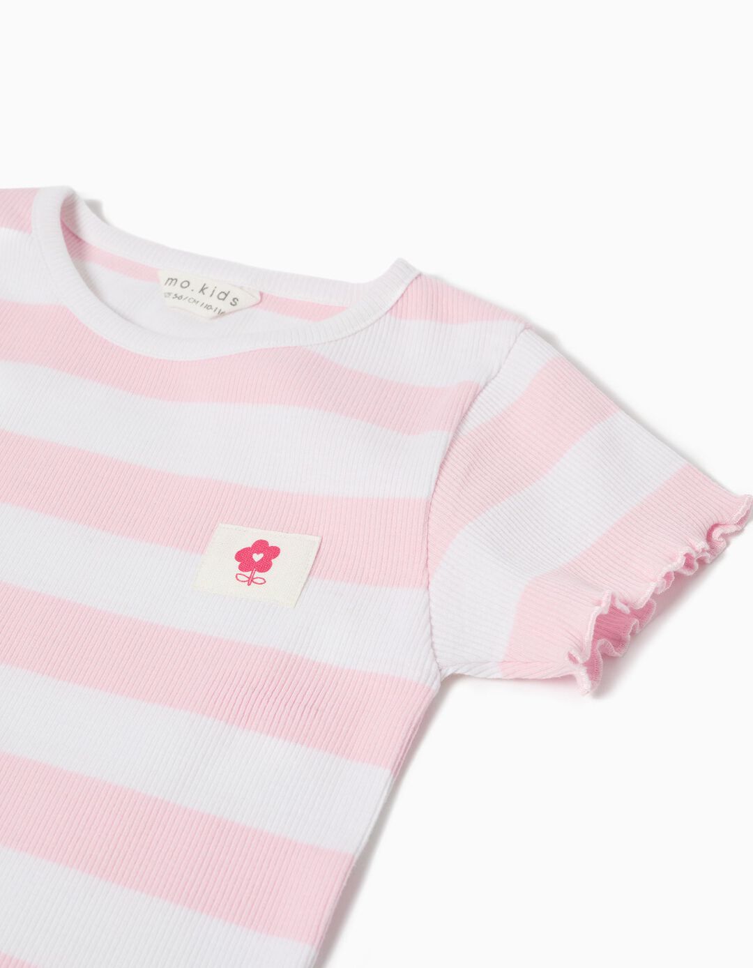 T-shirt Riscas, Menina, Rosa Claro 