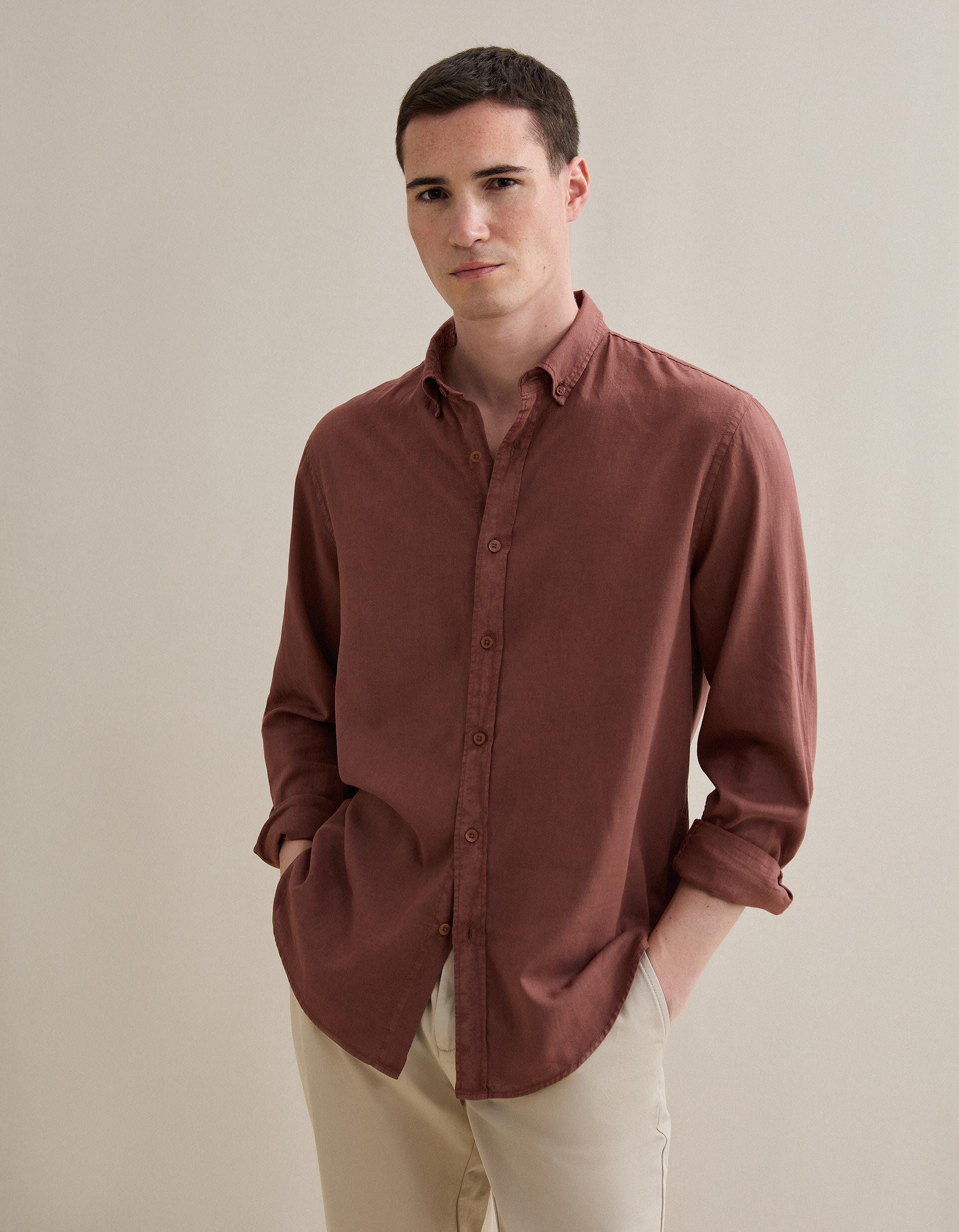 Comprar Online Camisa com Linho, Homem, Castanho