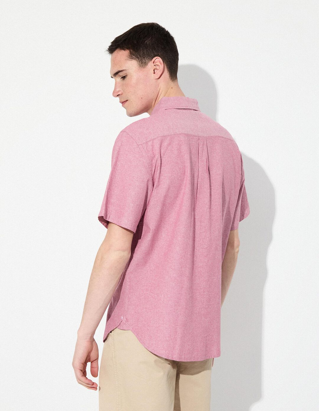 Camisa de Manga Curta, Homem, Rosa Escuro 
