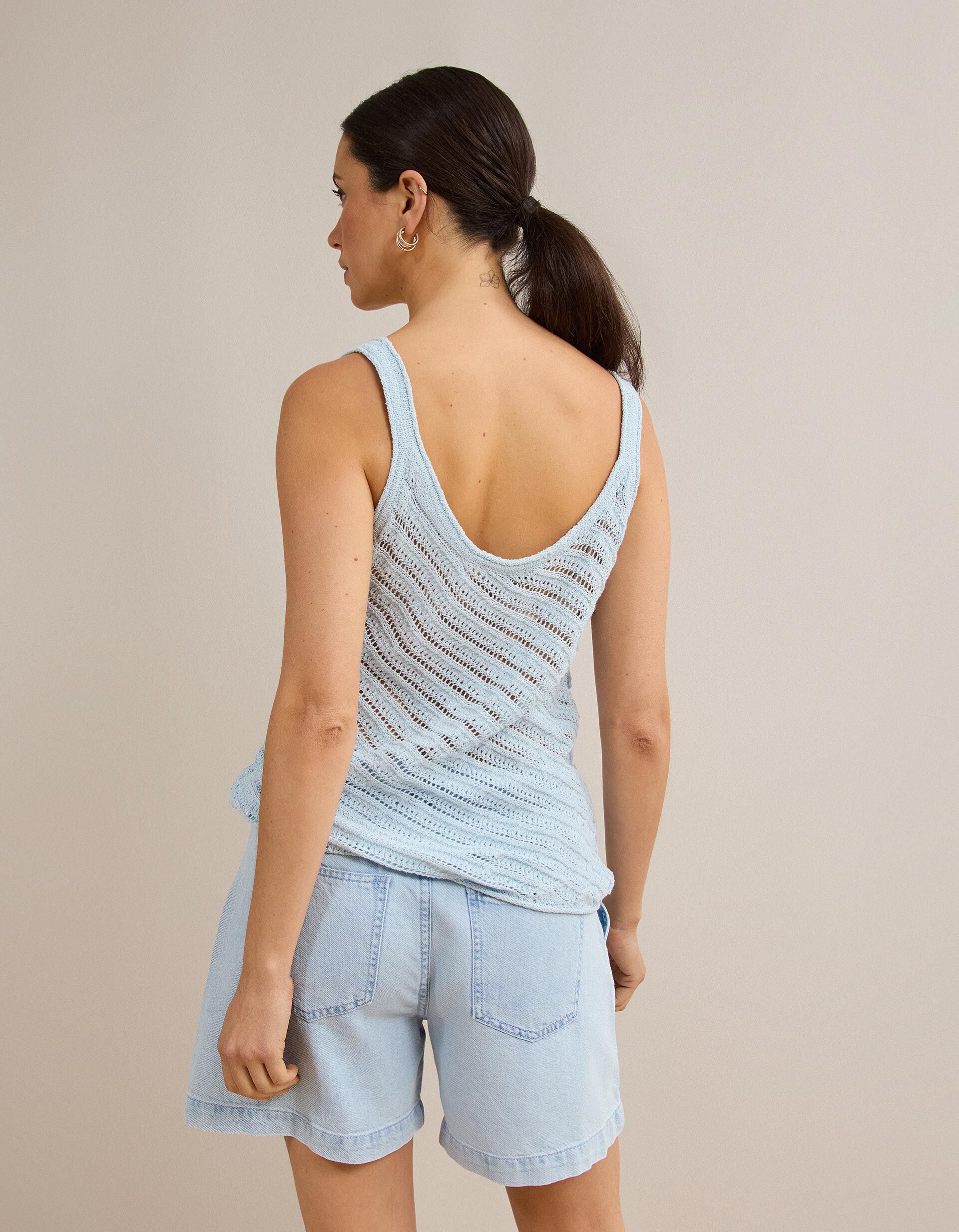 Comprar Online Top Tricotado, Mulher, Azul Claro