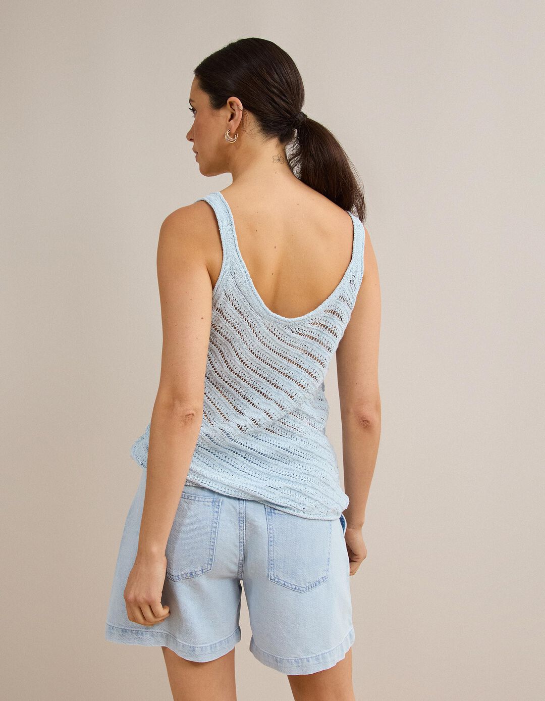 Top Tricotado, Mulher, Azul Claro