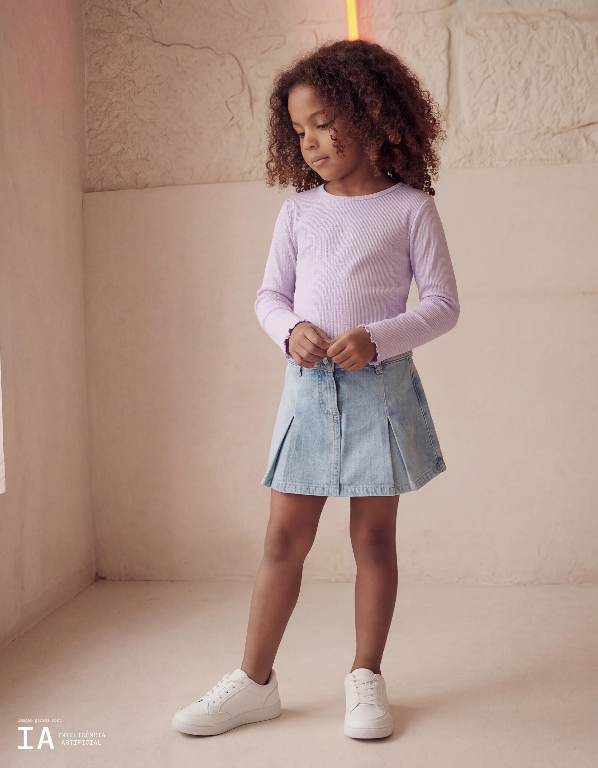 Comprar Online Saia-cal&ccedil;&atilde;o de Ganga, Menina, Azul Claro