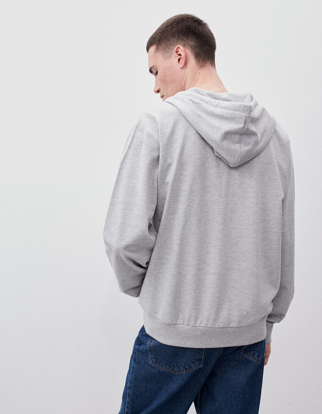 Casaco Jersey com Capuz, Cinza