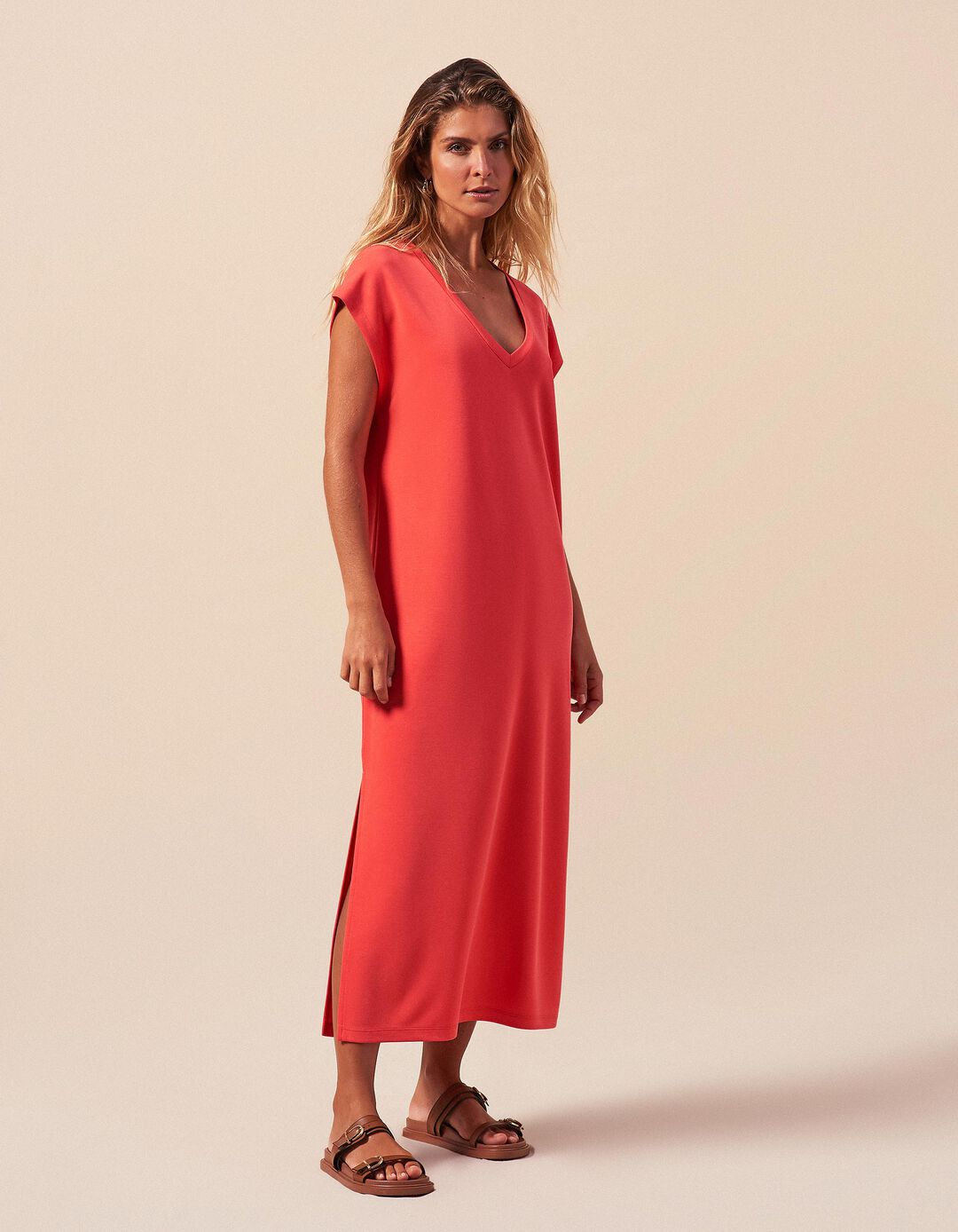 Vestido Midi, Mulher, Rosa Escuro