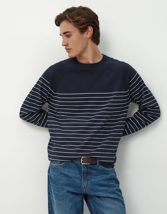 Comprar Online Camisola de Malha Riscas, Homem, Azul Escuro