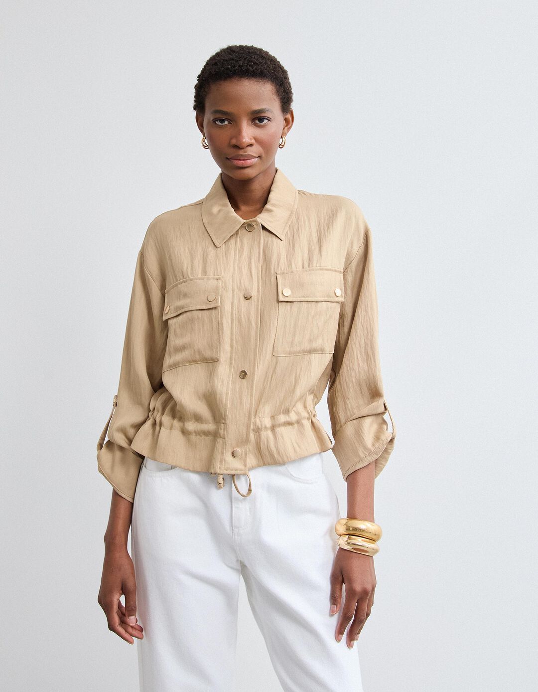 Camisa, Mulher, Bege