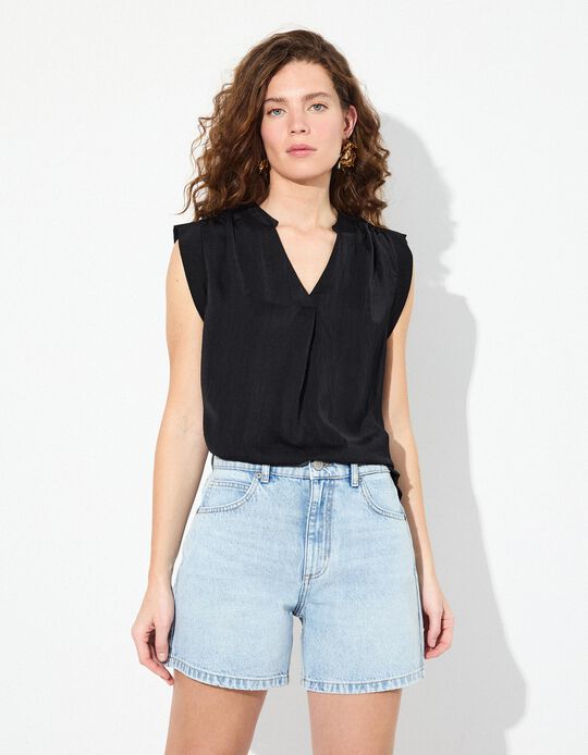 Comprar Online Blusa Decote em V, Mulher, Preto 