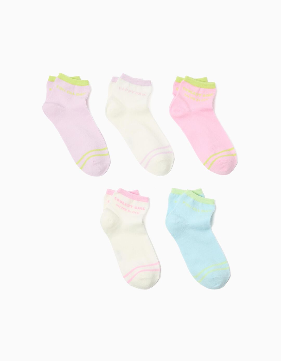 Pack 5 Pares de Meias, Menina, Multicor