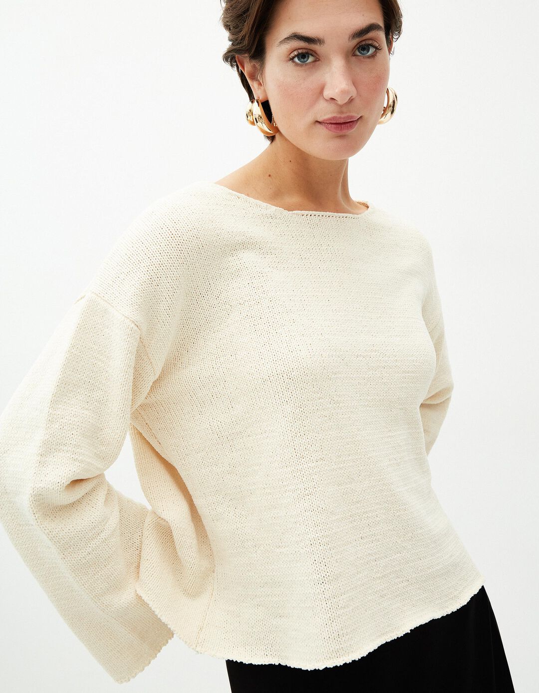 Camisola de Malha, Mulher, Bege 