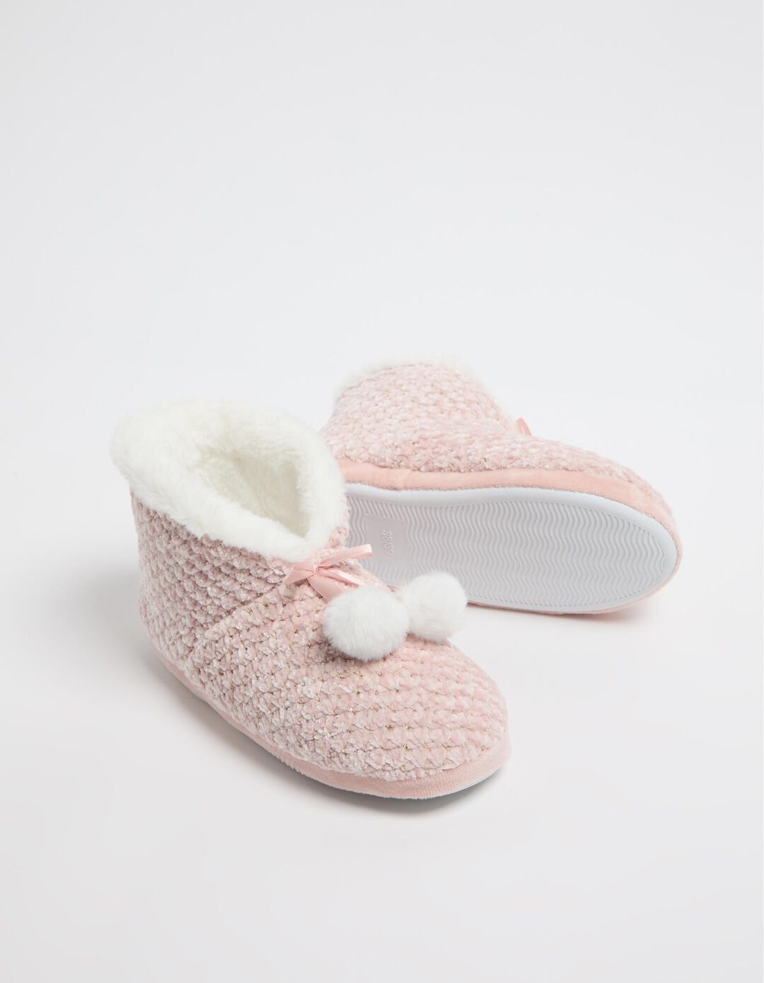 Botinhas Lurex Pompons, Mulher, Rosa Claro