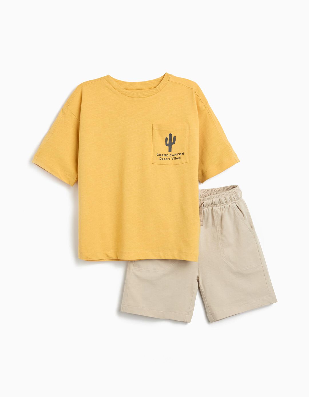 Conjunto T-shirt e Calções, Menino, Amarelo Escuro