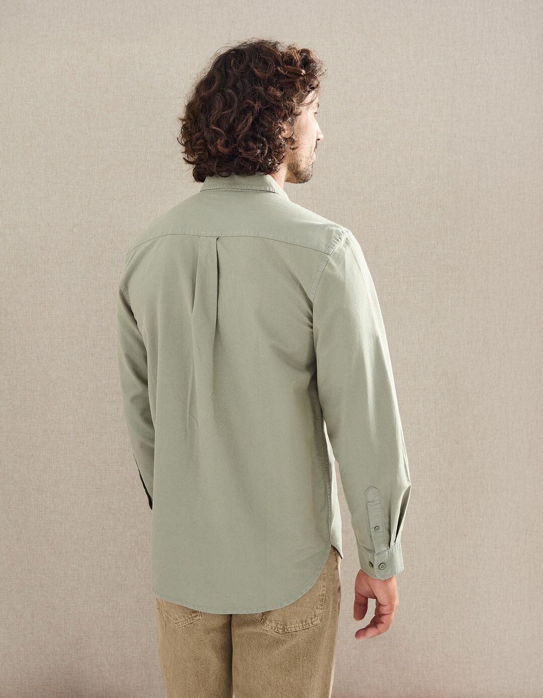 Camisa de Manga Comprida Oxford, Homem, Cinzento Claro