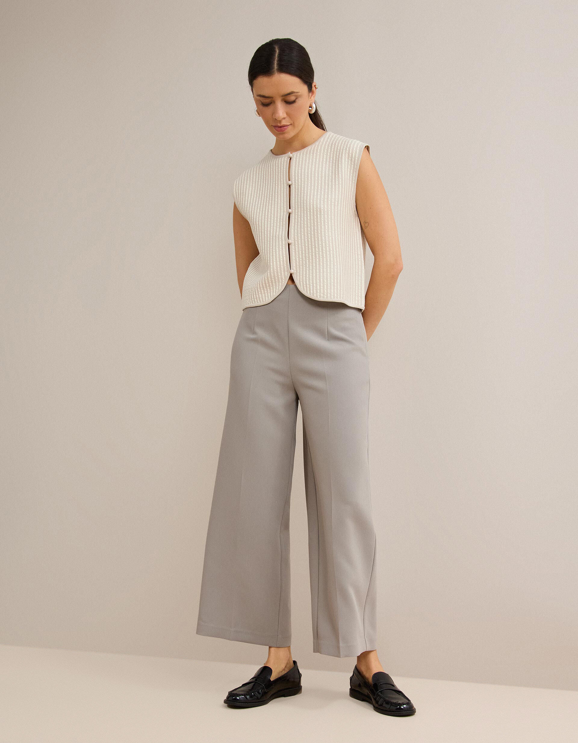 Cal&ccedil;as Culotte, Mulher, Cinzento Claro