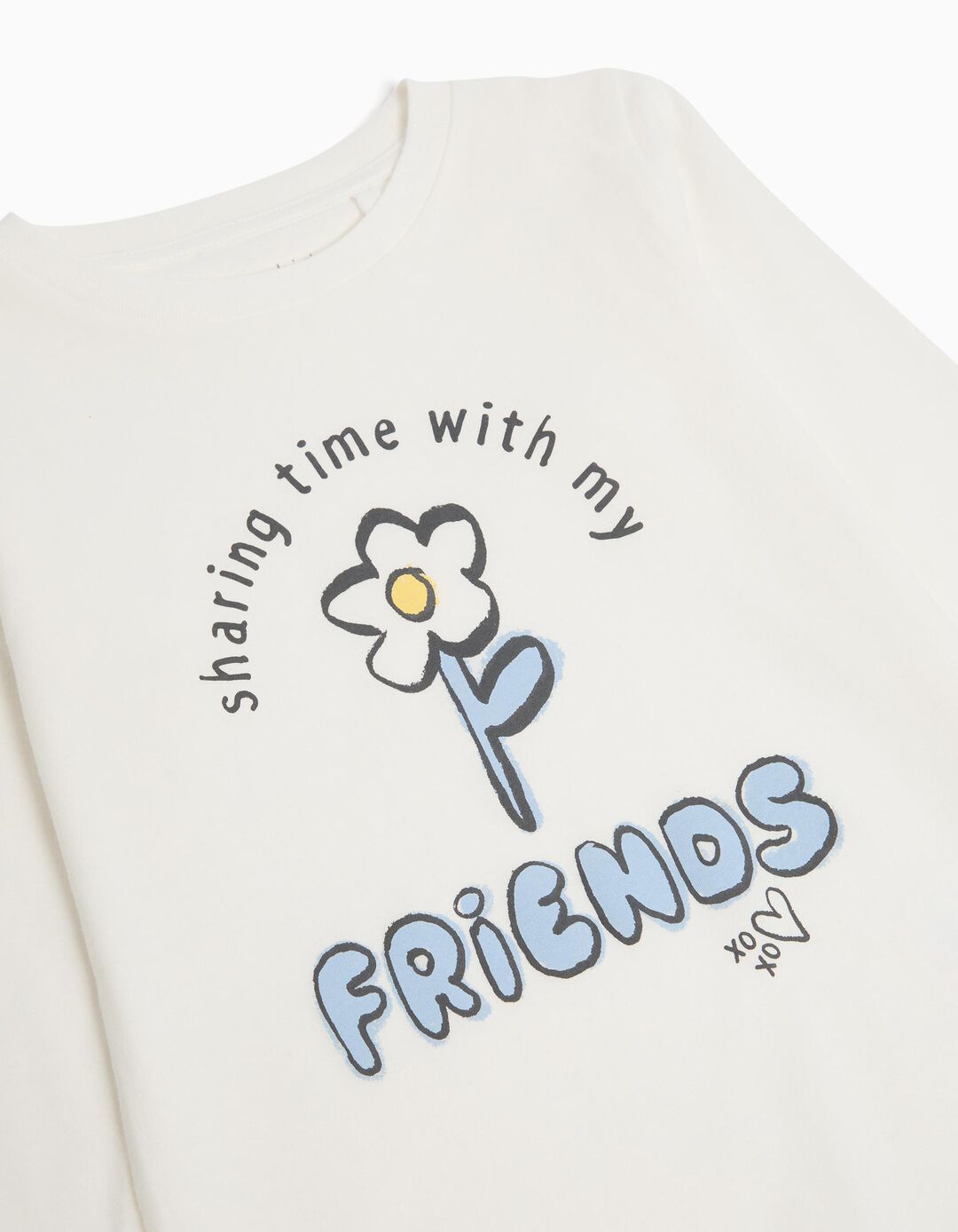 T-shirt de Manga Comprida Estampado, Menina, Branco