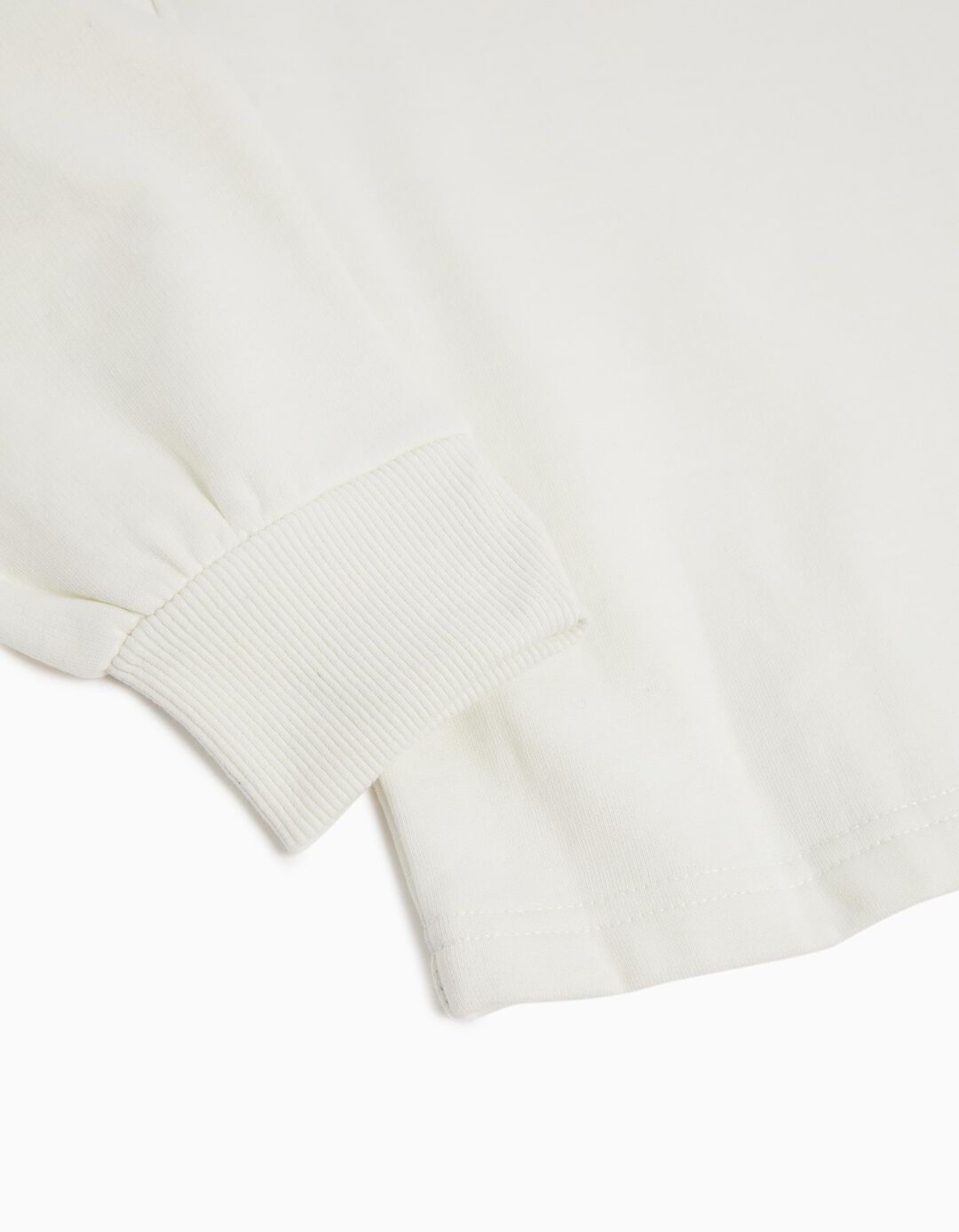 Sweatshirt Cropped de Felpa Capuz, Menina, Branco