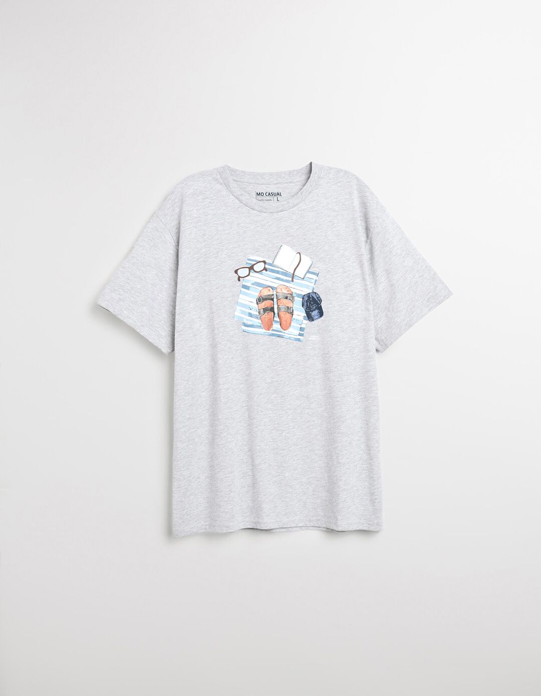 T-shirt Jersey Print, Homem, Cinzento Claro