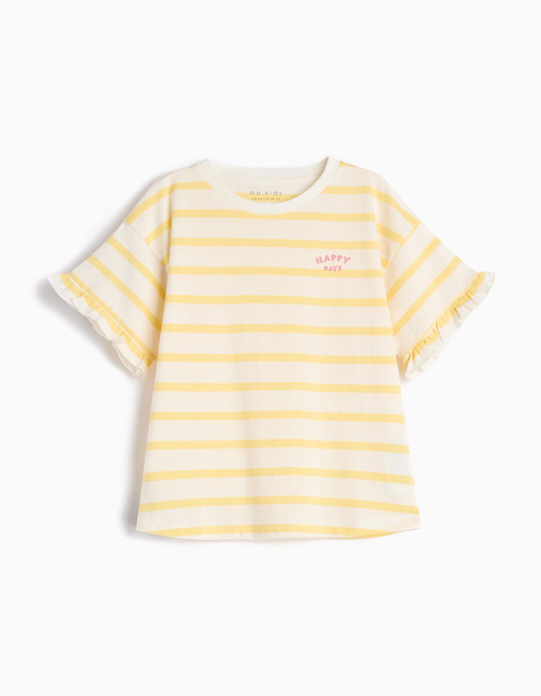 T-shirt Riscas, Menina, Amarelo