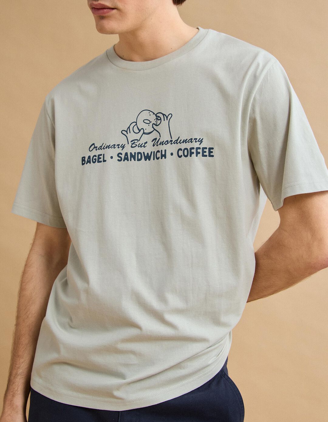 T-shirt Jersey Estampado, Homem, Cinzento