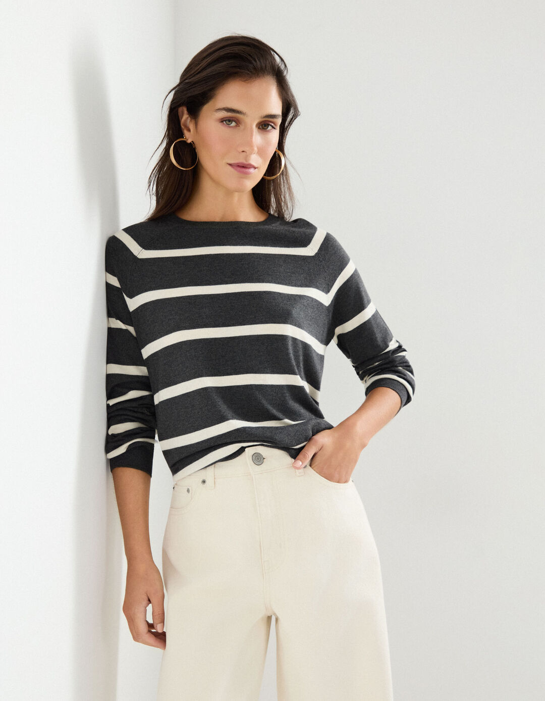 Camisola com Caxemira, Mulher, Cinzento Escuro