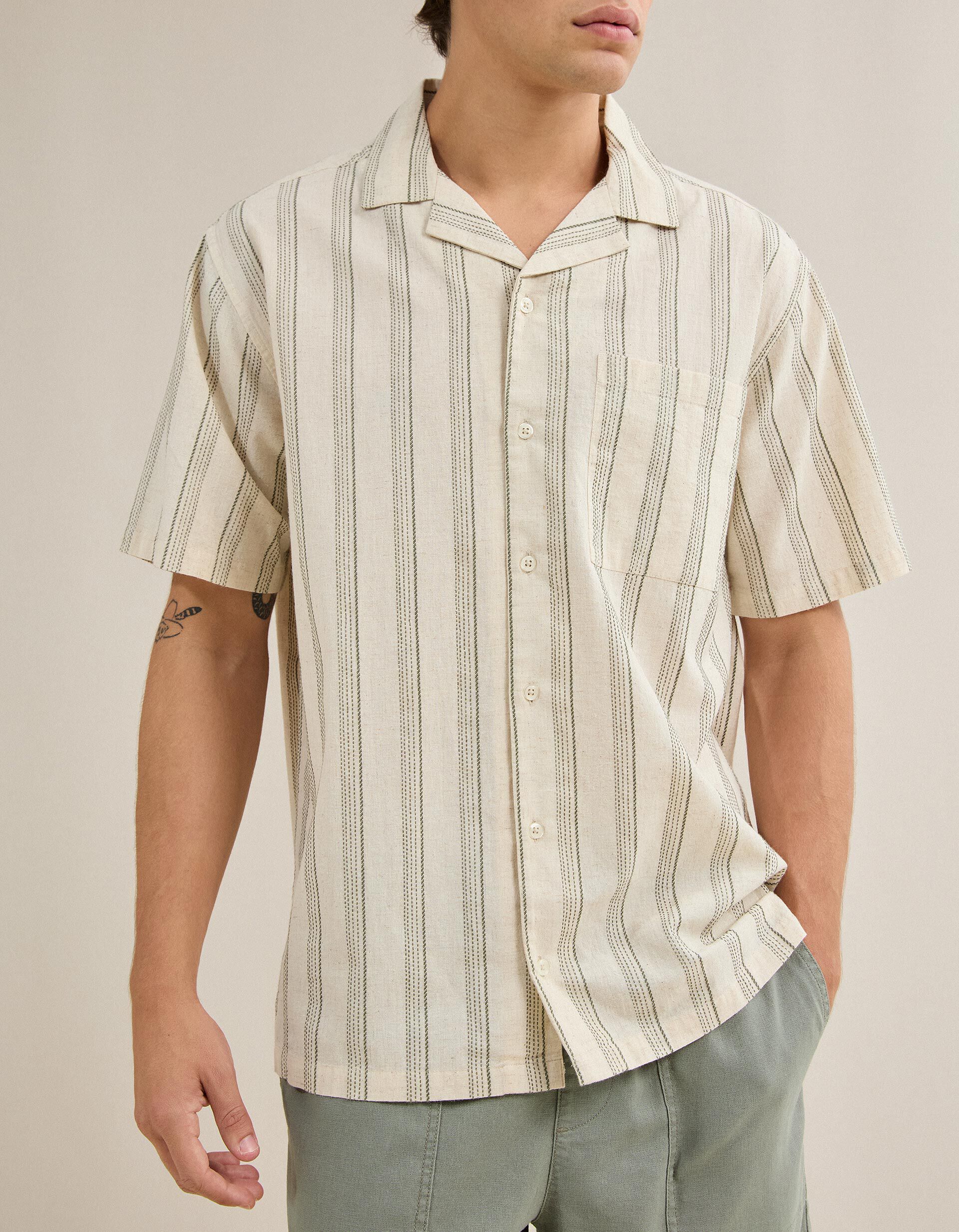 Comprar Online Camisa Resort com Linho, Homem, Bege Claro