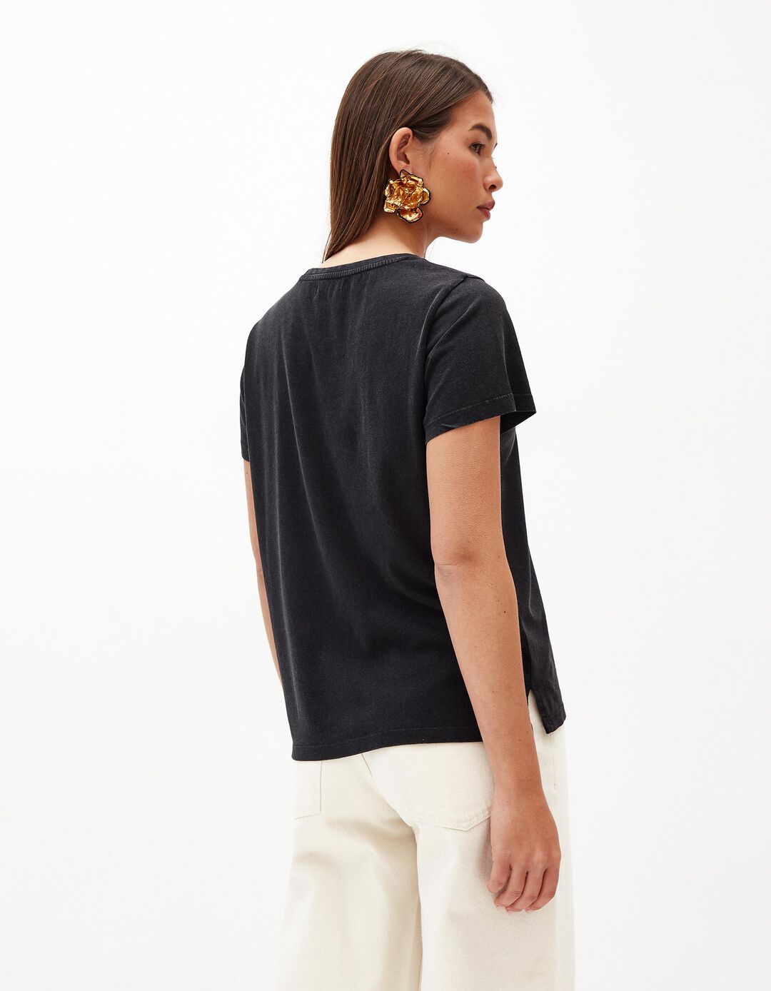 T-shirt com Missangas, Mulher, Preto 