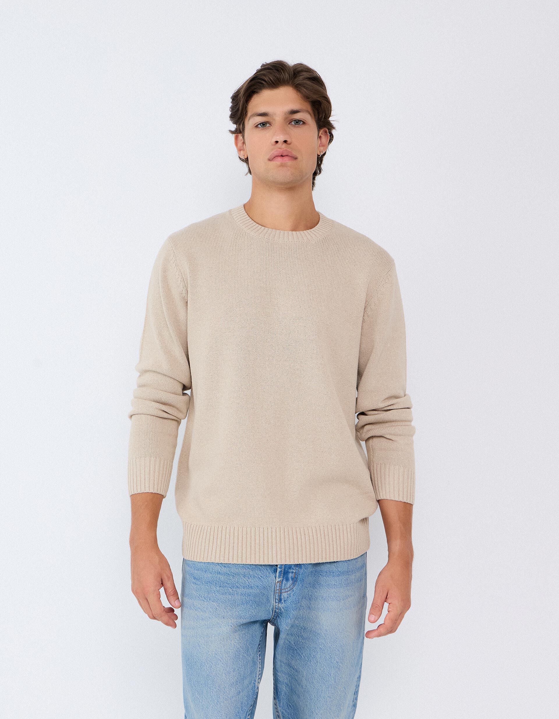 Comprar Online Camisola De Malha, Homem, Bege