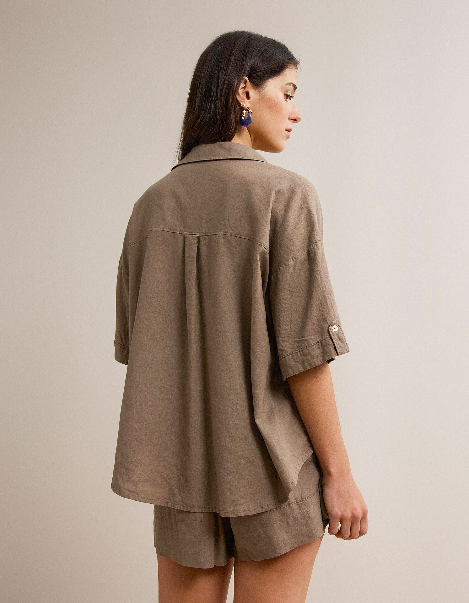 Comprar Online Blusa com linho, Mulher, Bege Escuro