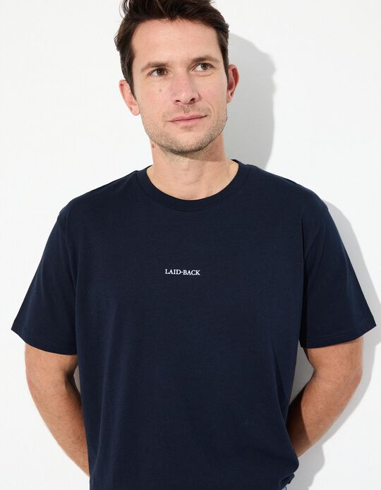 Comprar Online T-shirt 'Relaxed Fit', Homem, Azul Escuro 