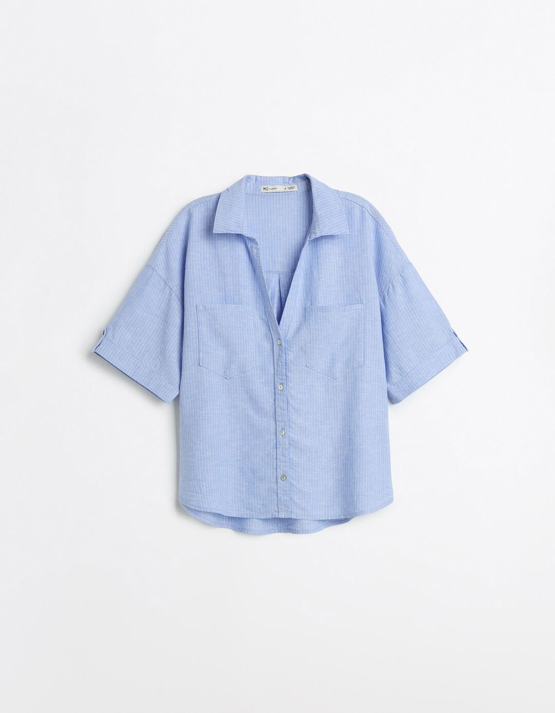 Blusa com Linho, Mulher, Azul