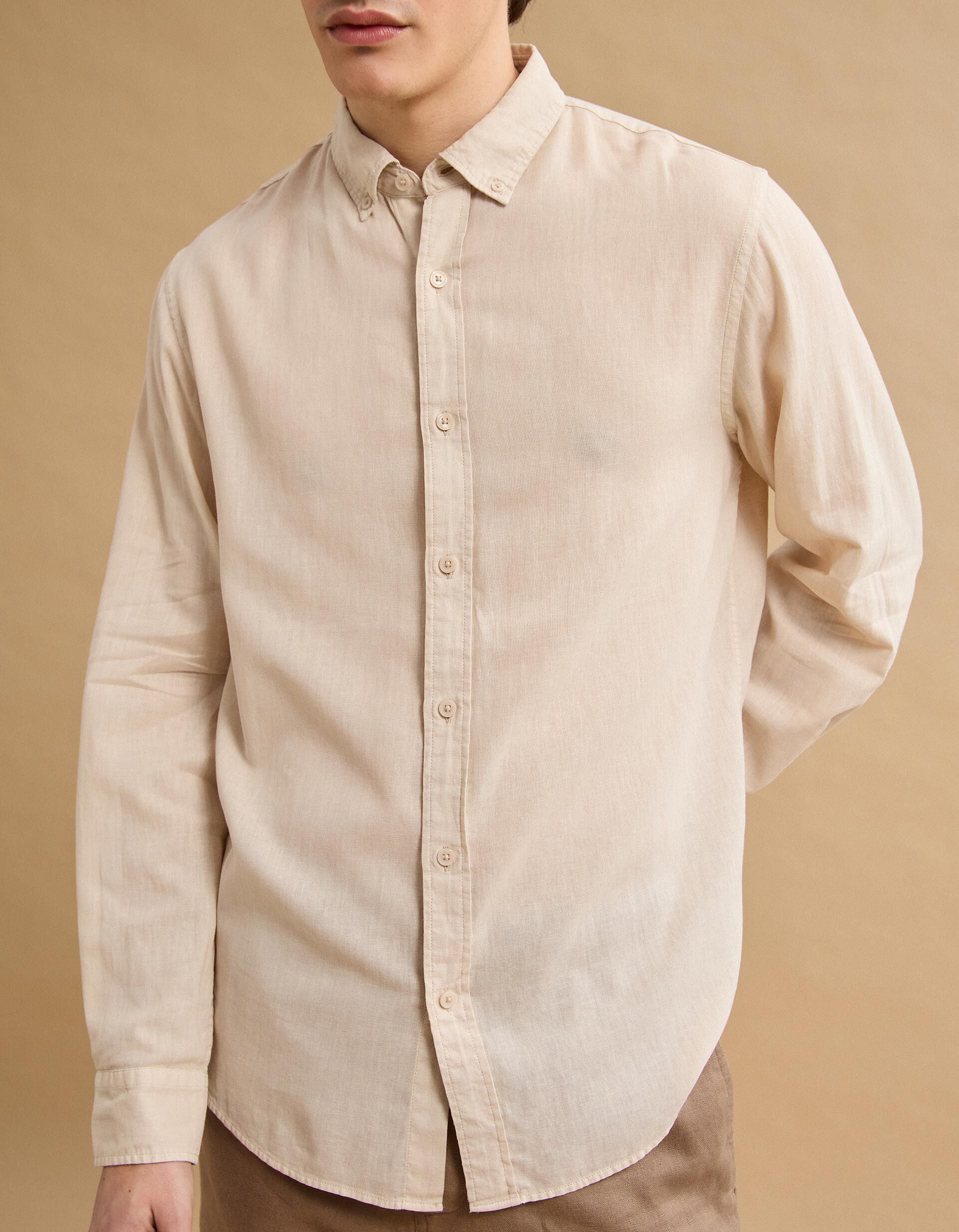 Comprar Online Camisa com Linho, Homem, Bege Claro