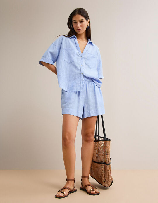Comprar Online Blusa com Linho, Mulher, Azul