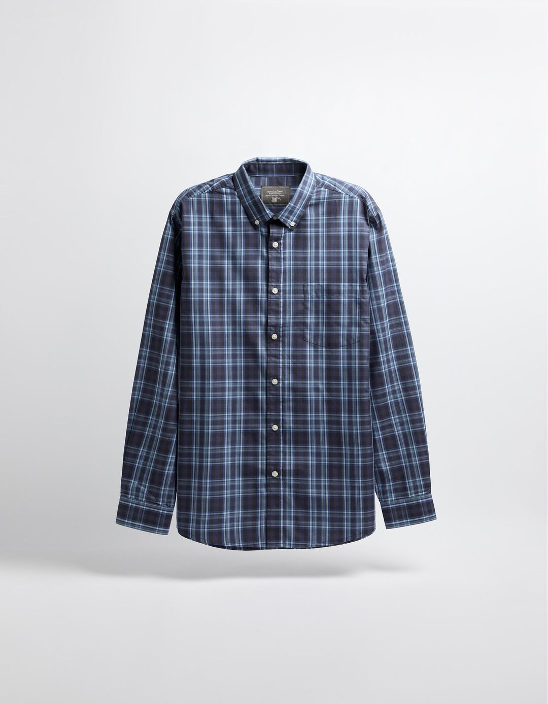 Camisa de Manga Comprida Popelina Xadrez, Homem, Azul