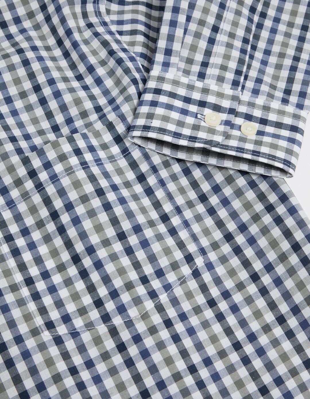Camisa de Manga Comprida Popelina Xadrez, Homem, Bege