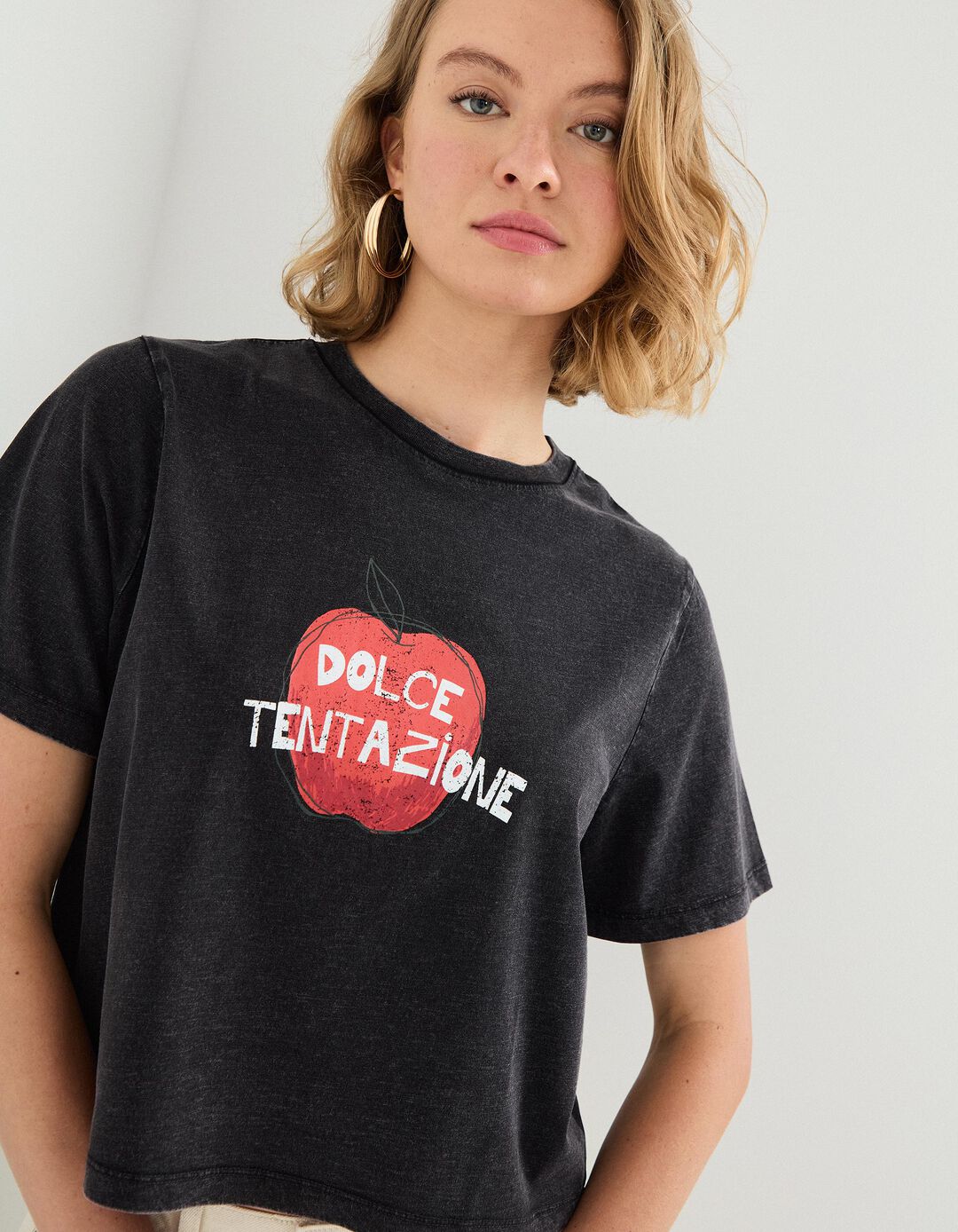 T-shirt Print, Mulher, Cinzento Escuro