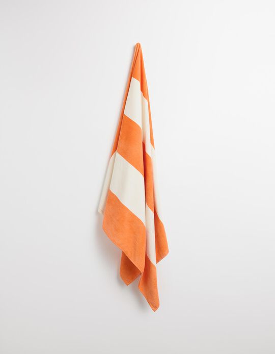 Comprar Online Toalha de Praia Riscas, Mulher, Laranja