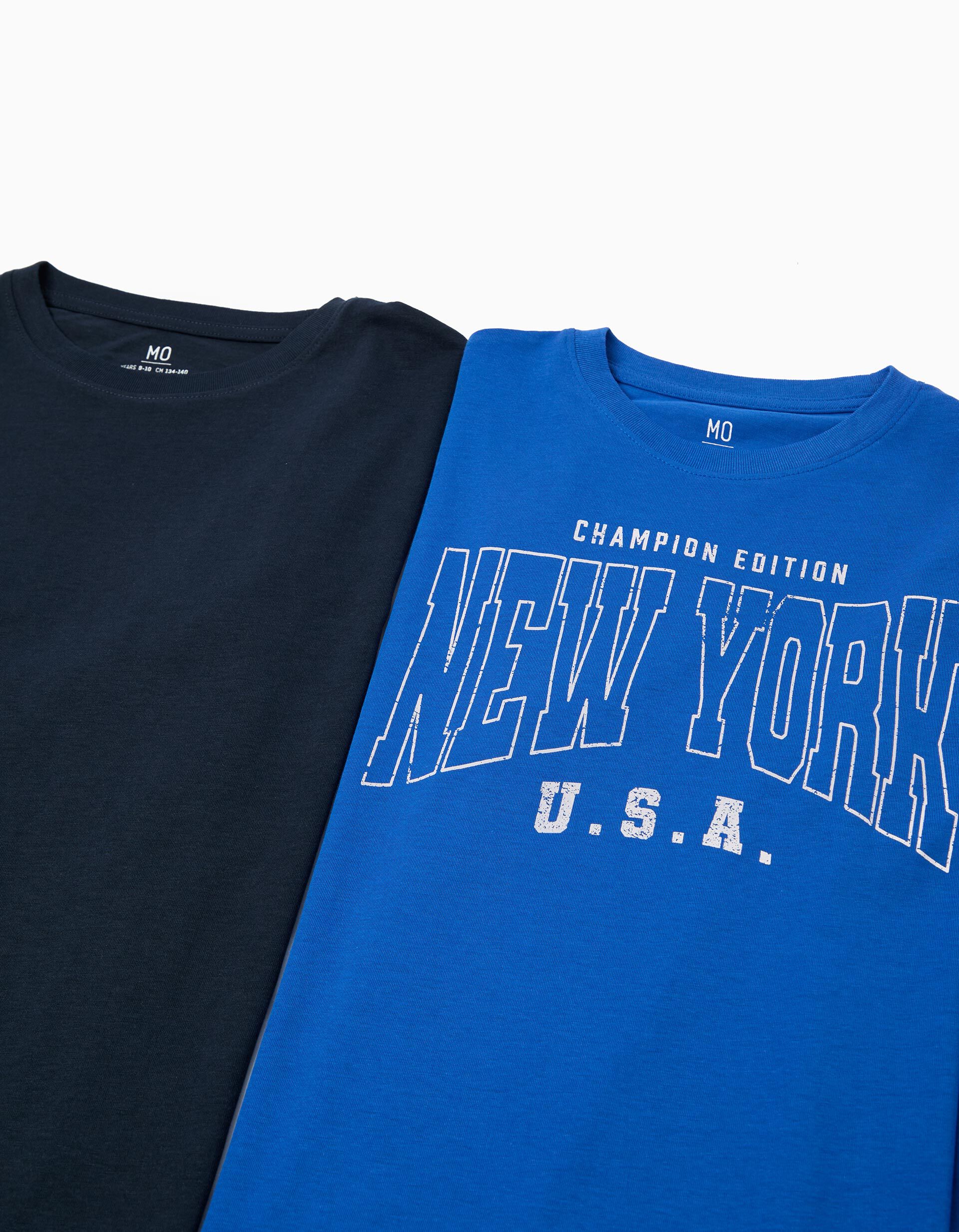 Comprar Online Pack 2 T-shirts Manga Comprida, Menino, Azul