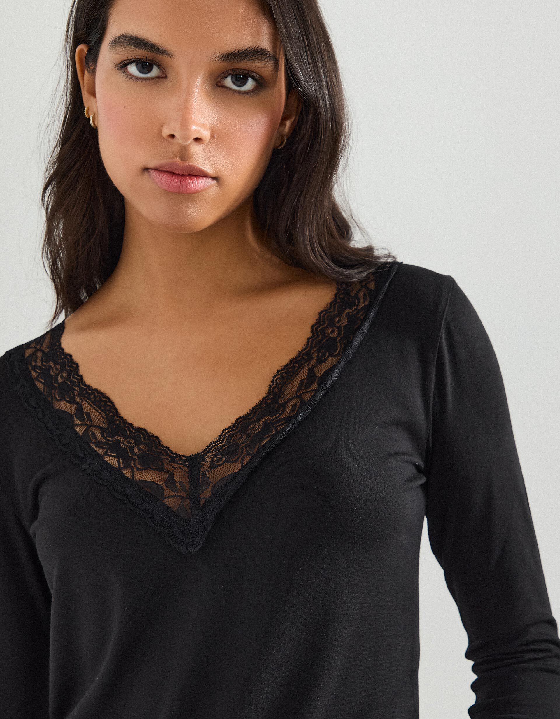Comprar Online Camisola Interior com Renda, Mulher, Preto
