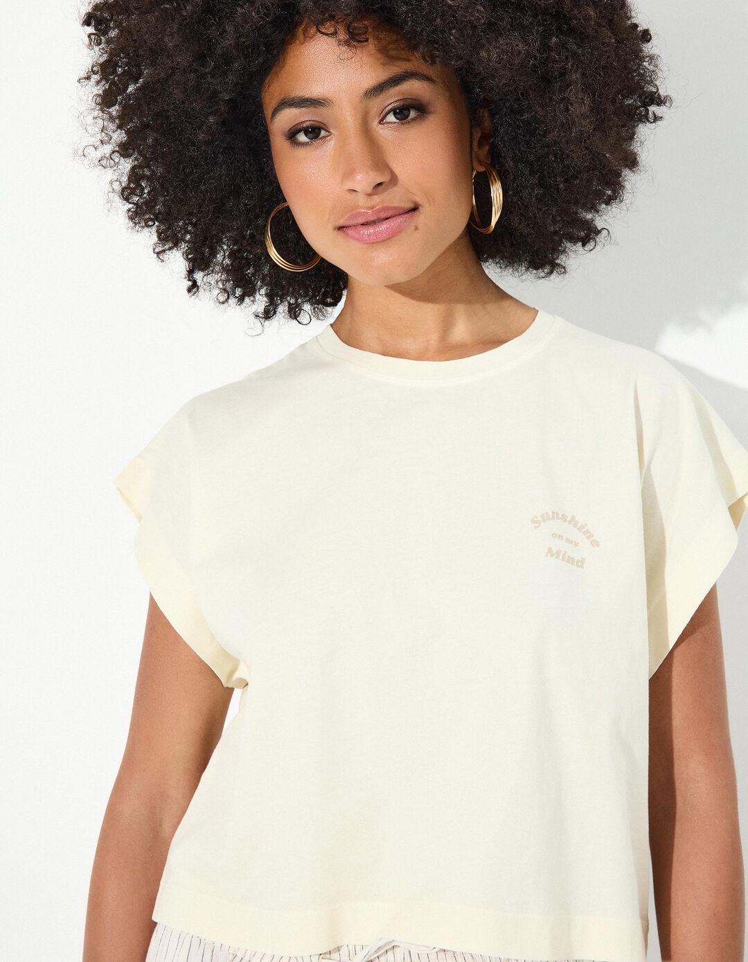 T-shirt, Mulher, Bege Claro 