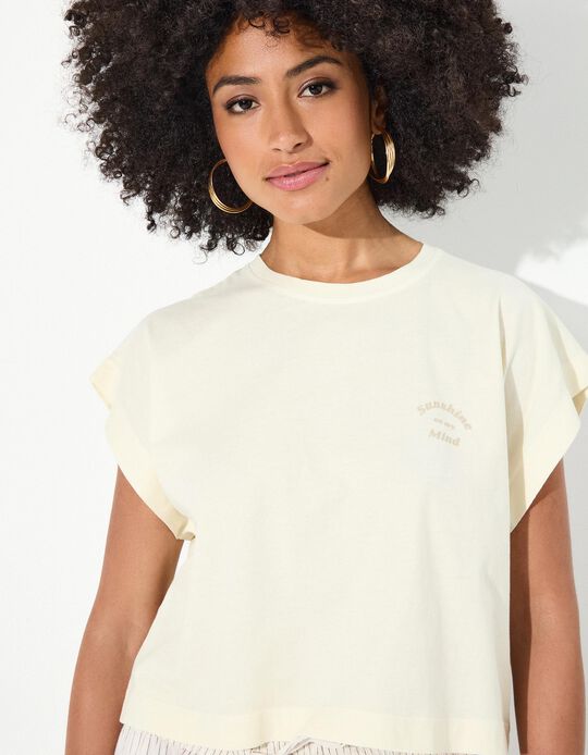 Comprar Online T-shirt, Mulher, Bege Claro 